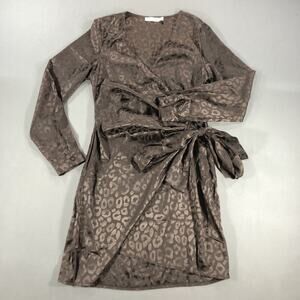Lush Dress animal print Long Sleeve Leopard Brown Womens Small